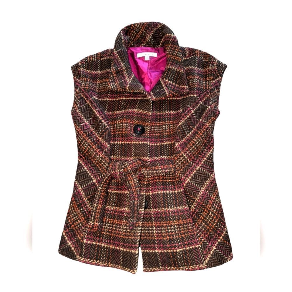 Cabi women's‎ plaid brown wool jacket vest size small